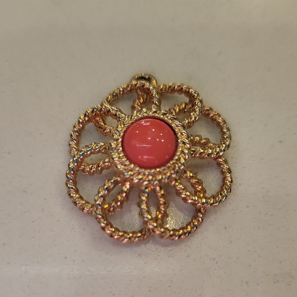 Vintage Gold and Coral Pendant